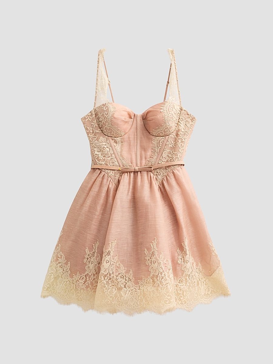 Women's Valiant Lace-Trim Mini Dress - Light Pink - Size 6