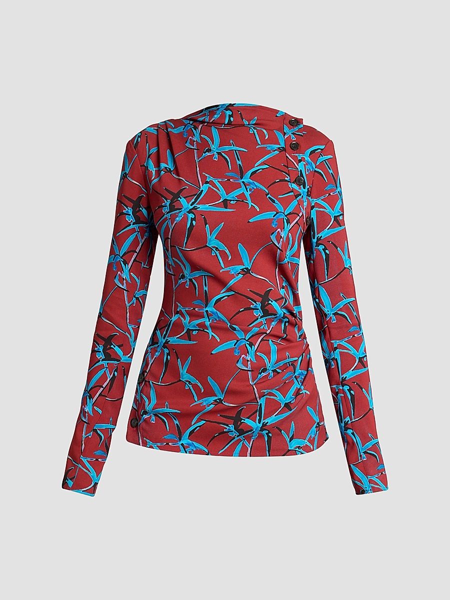 Proenza Schouler Women's Anais Printed Cady Top - Madder Multi - Size 12