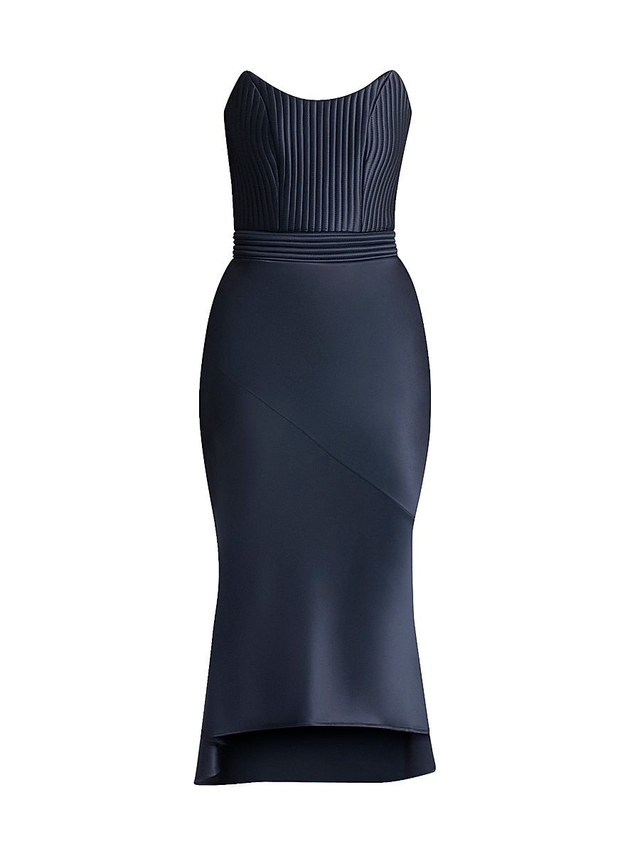 Women's Germaine Stretch-Satin Midi-Dress - Black - Size 14