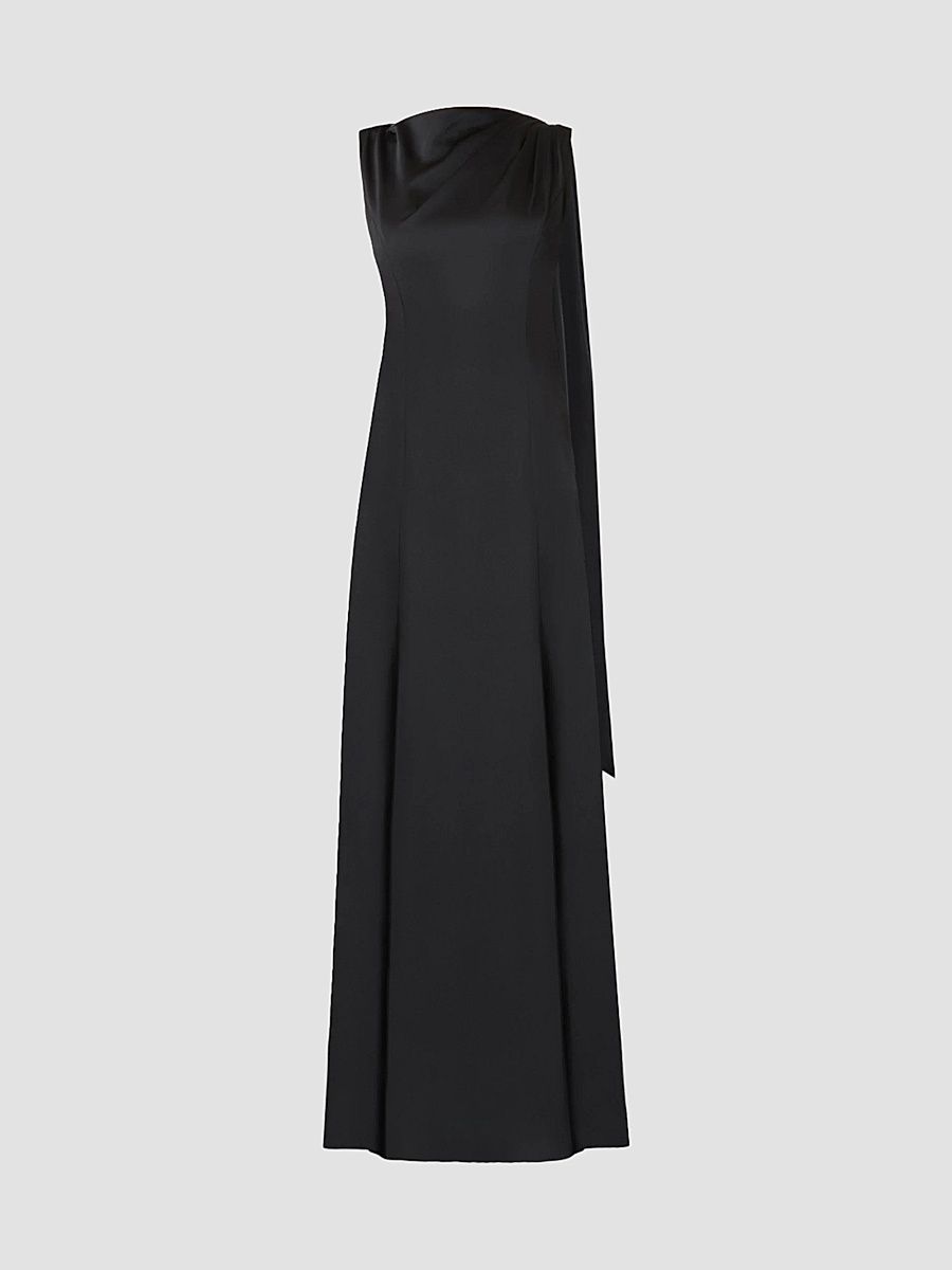Shoshanna Women's Frankie Draped Charmeuse Gown - Jet - Size 14