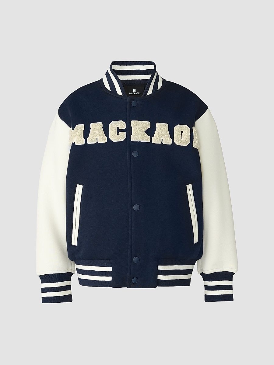 Little Boy's Nels Chenille Logo Varsity Jacket - Marine Blue - Size 4
