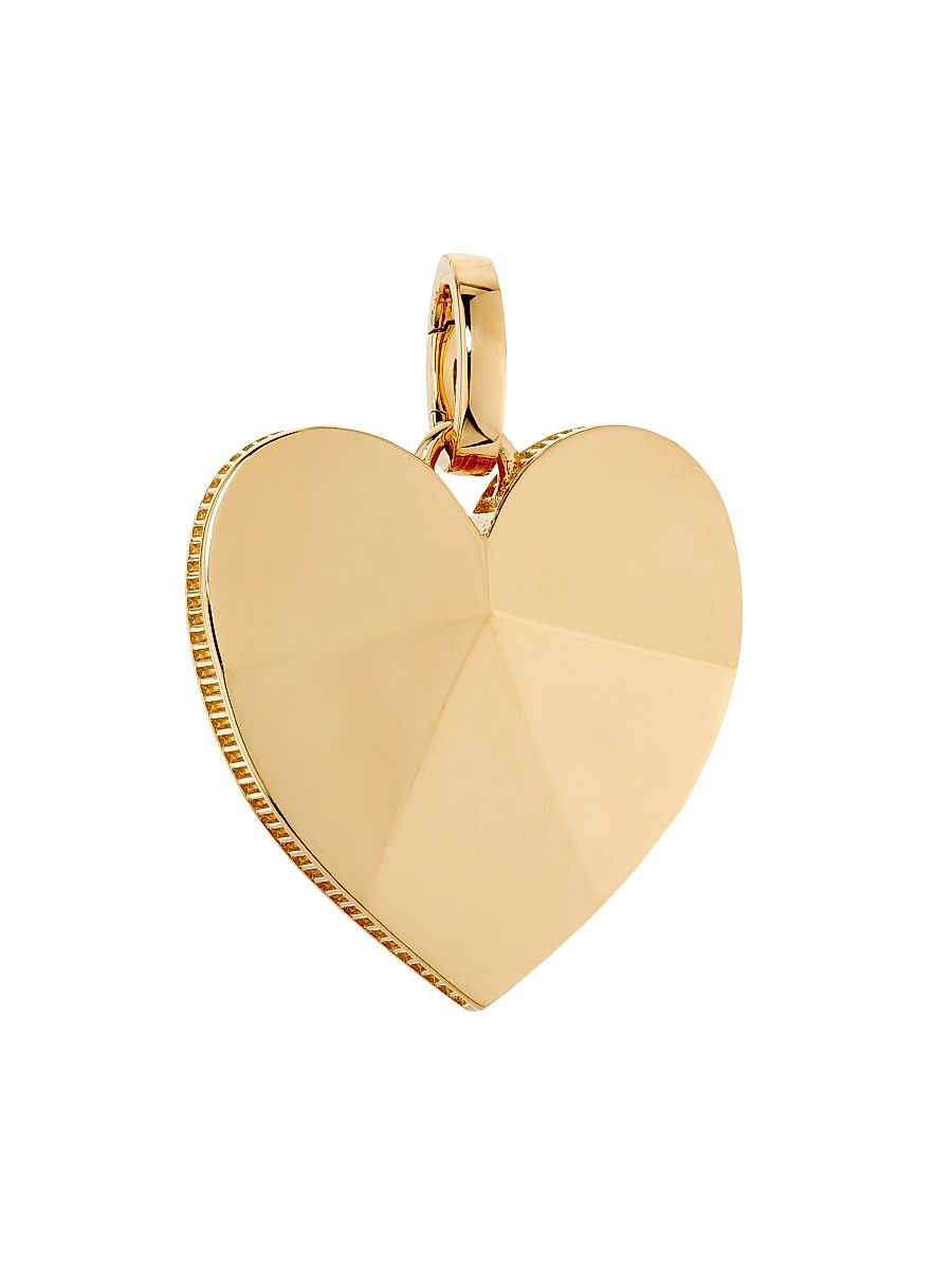 Women's True Love: Faceted Heart 18K Yellow Gold & 0.11 TCW Diamond Pendant - Yellow Gold