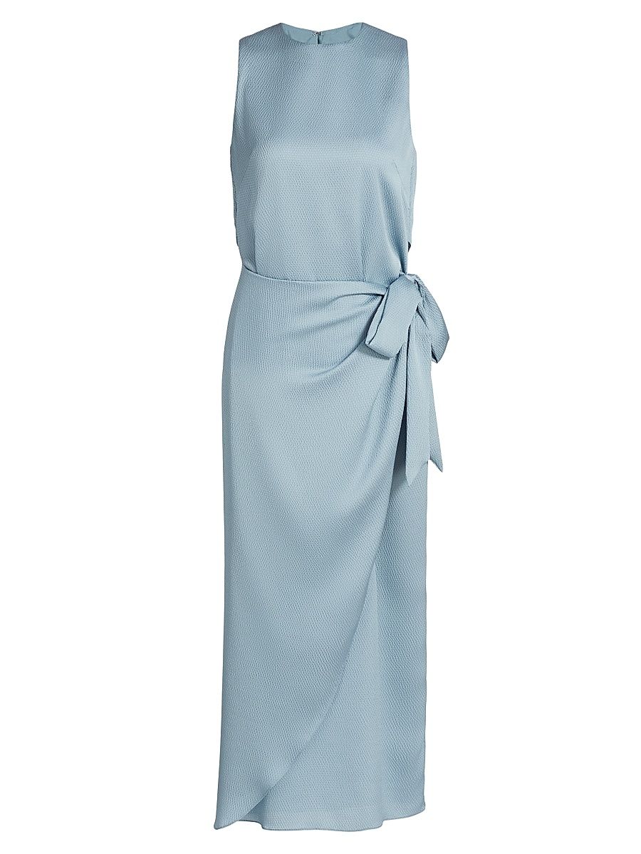 Women's Tulip Hem Hammered Satin Midi-Dress - Smokey Blue - Size 16