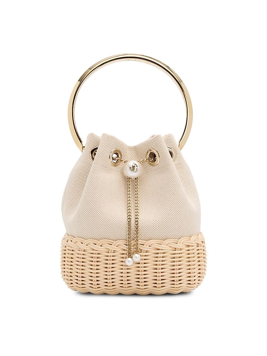 Women's Riviera Capsule Bon Bon Flecked Canvas & Wicker Bucket Bag - Almond Mix