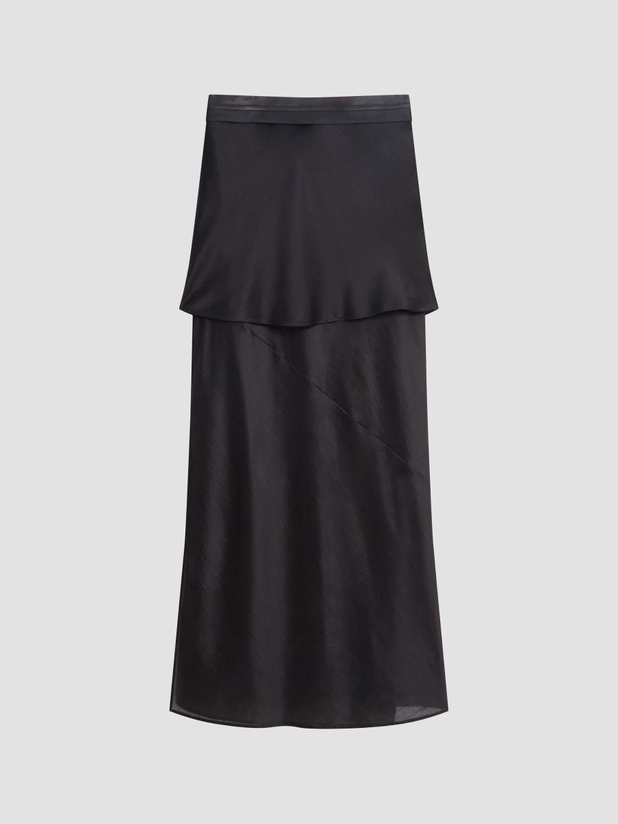 Helmut Lang Women's Sheer Layered A-Line Maxi Skirt - Black - Size 12