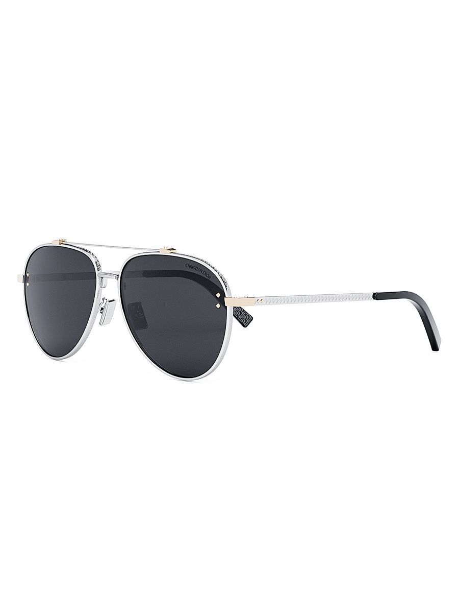Men's CD Diamond A1U 59MM Pilot Sunglasses - Palladium Smoke - Size Large