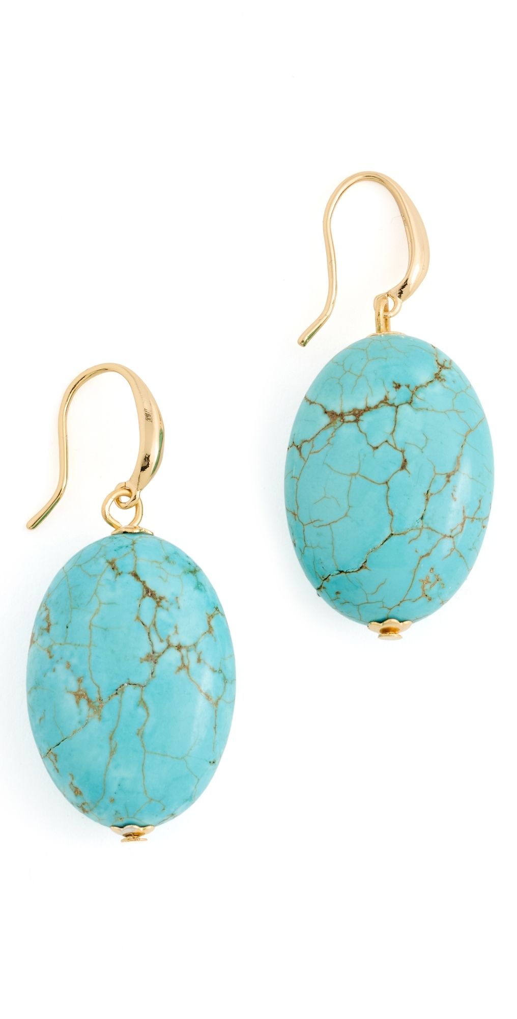 Kenneth Jay Lane Oval Turquoise Bead-On Fishhook Earrings Turquoise One Size