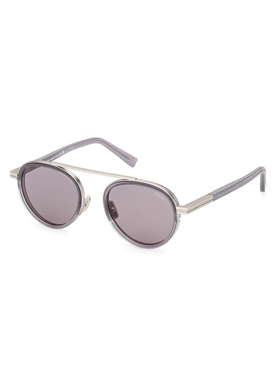 Men's 51MM Round Metal Sunglasses - Grey