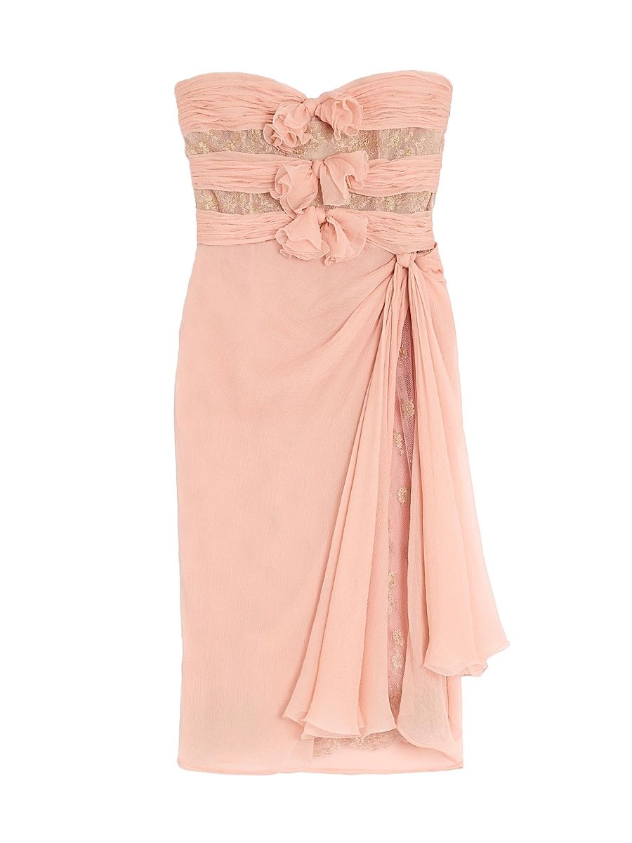 Women's Crepponne Chiffon Dress - Swirl Pink Gold - Size 4
