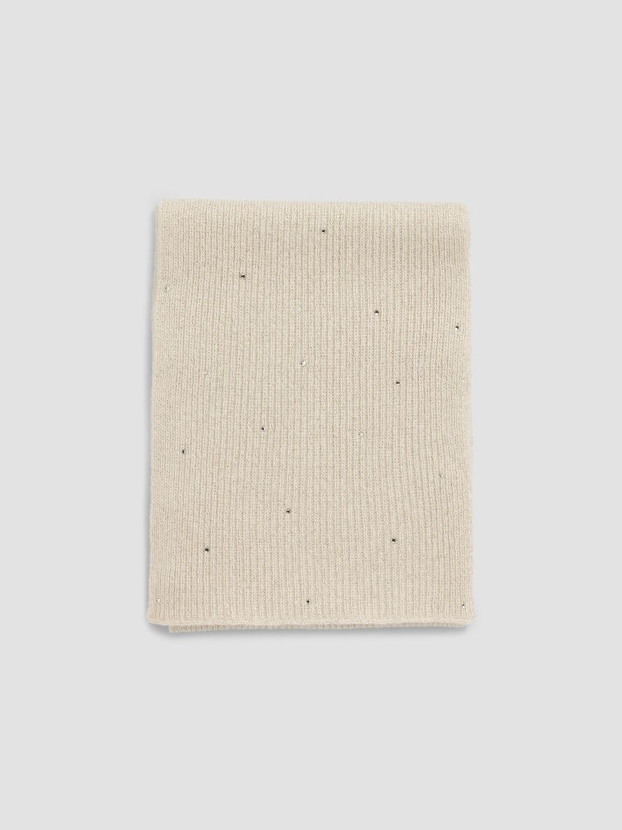 Carolyn Rowan Collection Women's Scattered Crystals Cashmere-Blend Rib-Knit Scarf - Whisper White