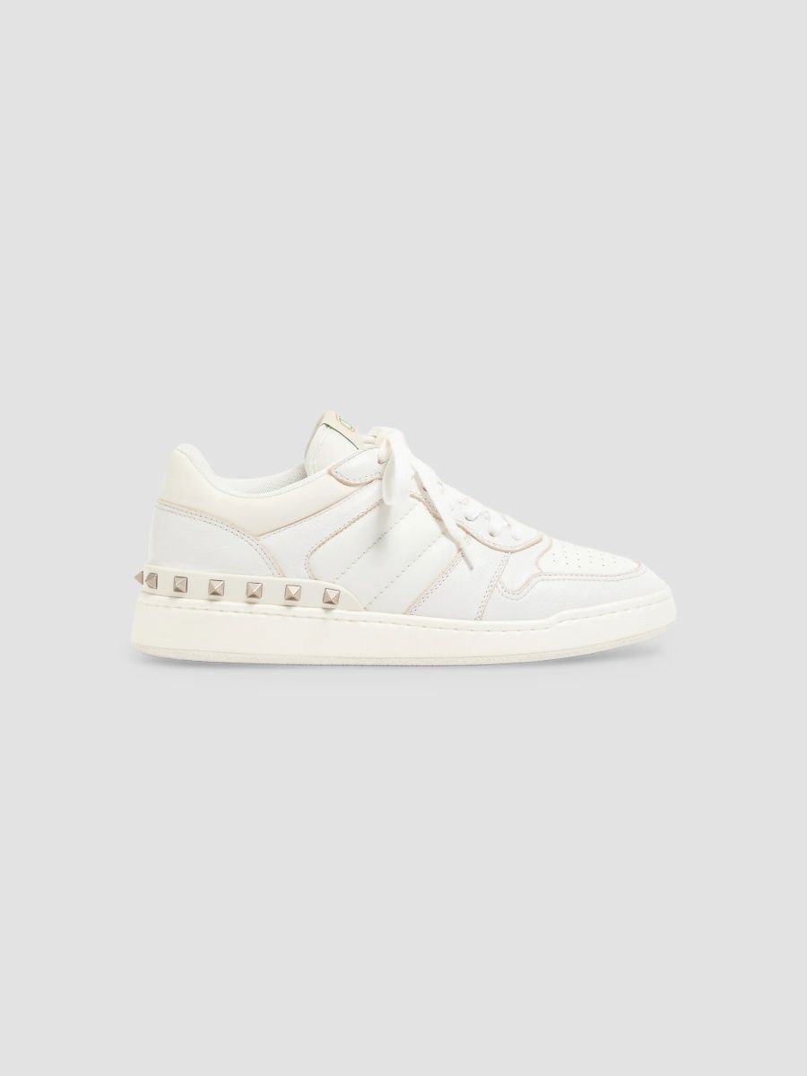 Valentino Men's Freedots Sneakers in Kidskin and Nappa Calfskin with Stud Detail - White - Size 5