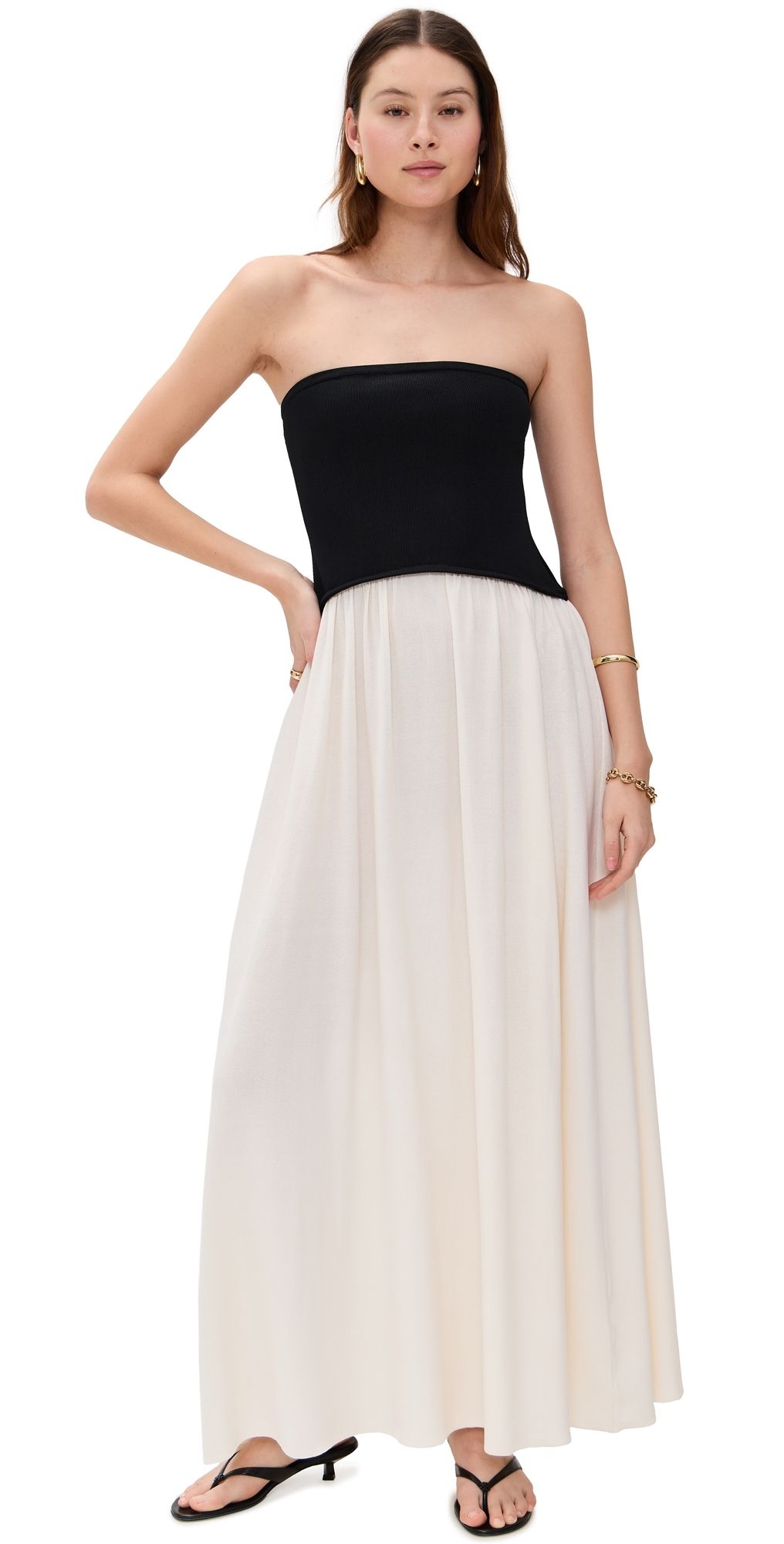 Solid & Striped The Strapless Soglio Dress Brule Noir L