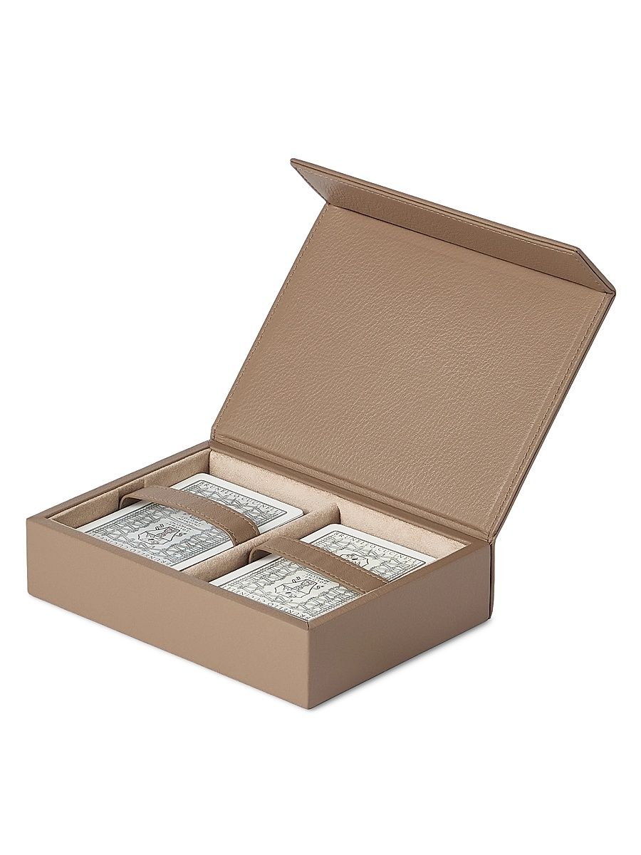 Playing Cards Set with Leather Case - Light Brown