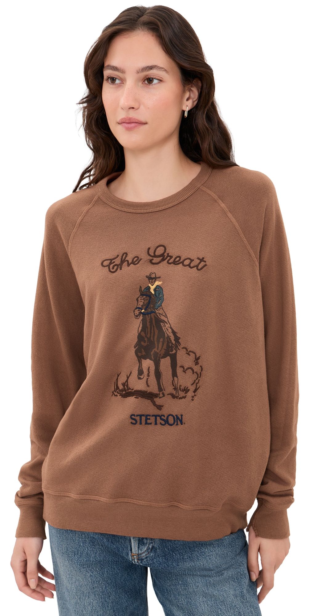 THE GREAT. The College Sweatshirt with Stetson Graphic Tobacco 2