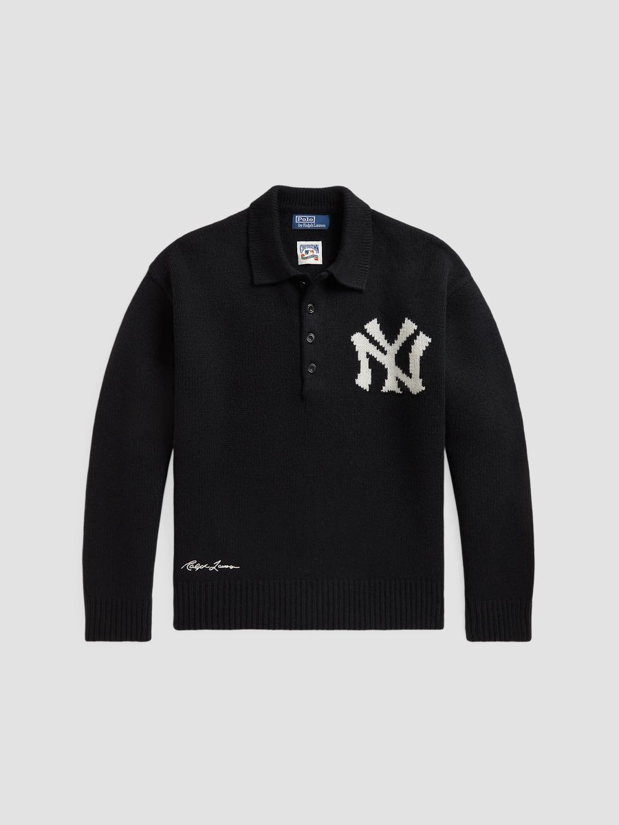 Polo Ralph Lauren Men's New York Yankees Wool-Cashmere Polo Sweater - Polo Black Multi - Size XXL