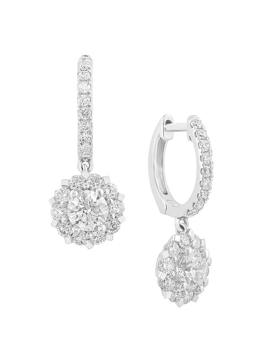 Women's 14K White Gold & 1.55 TCW Diamond Drop Earrings - White Gold