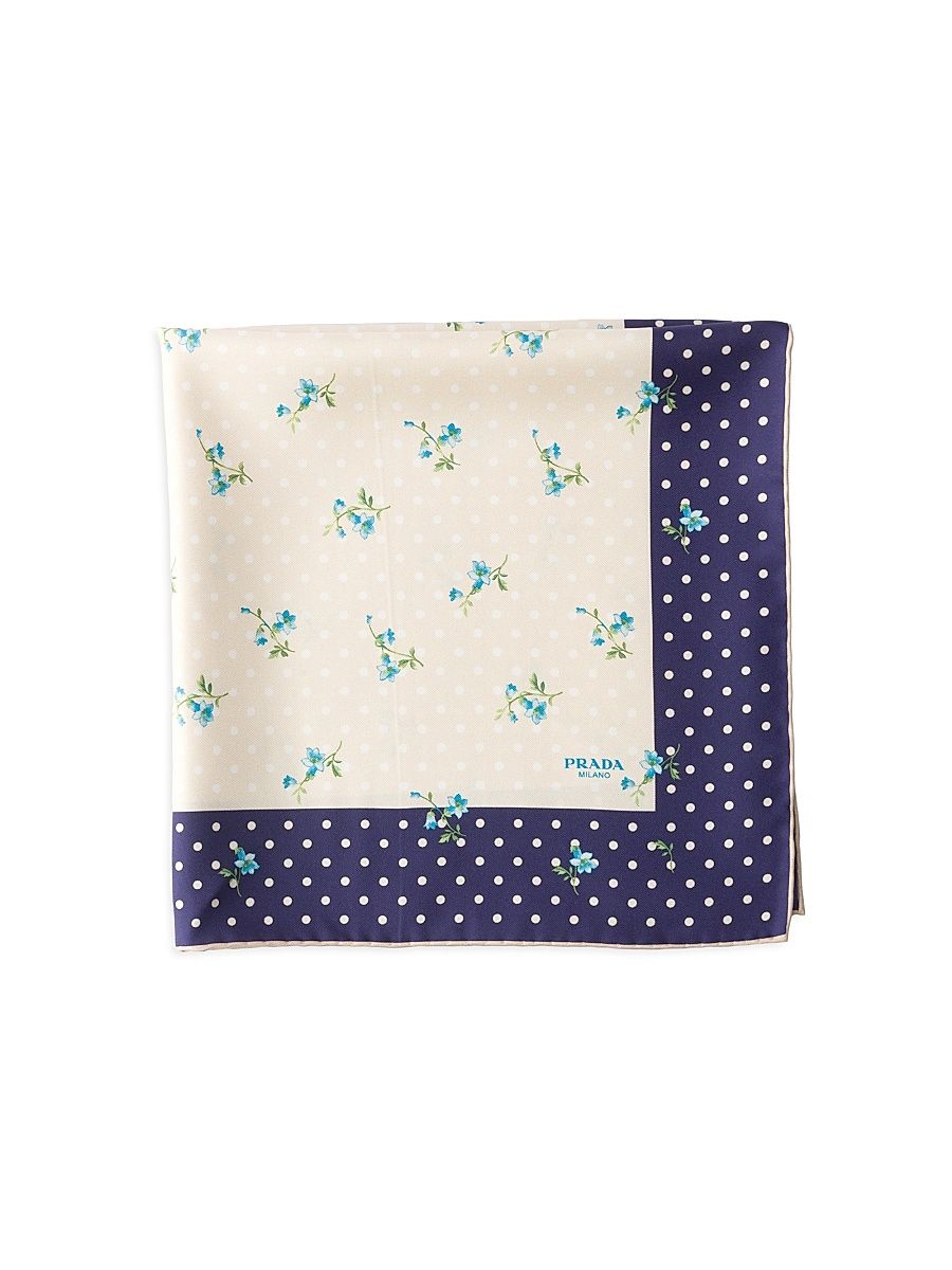 Women's Printed Silk Twill Scarf - Beige Multi