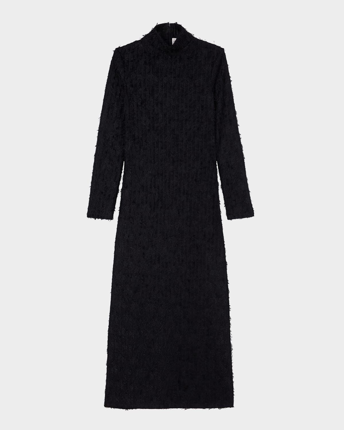 Texture Lace Turtleneck Maxi Dress