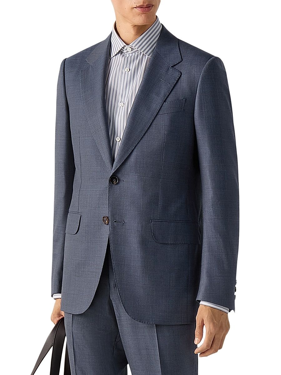 Men's Centoventimila Wool Suit - Dark Teal Blue - Size 48
