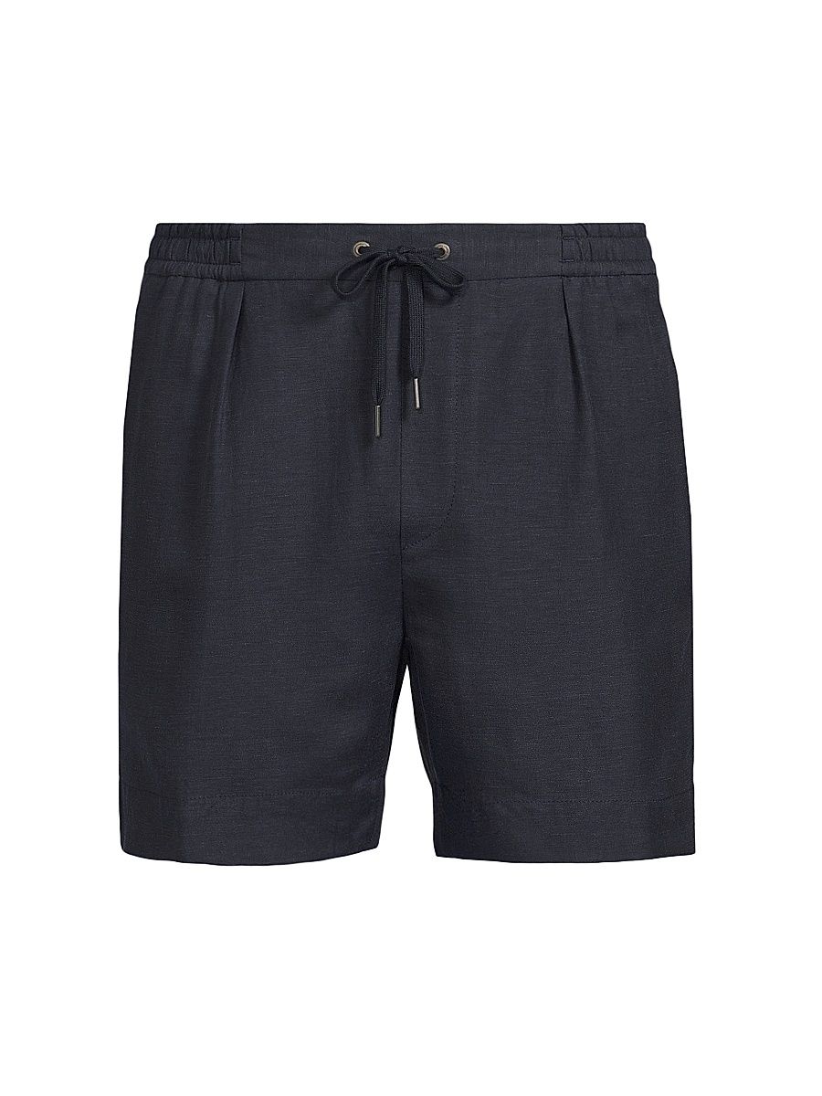 Men's Silk-Linen Drawstring Shorts - Classic Chairman Navy - Size 38