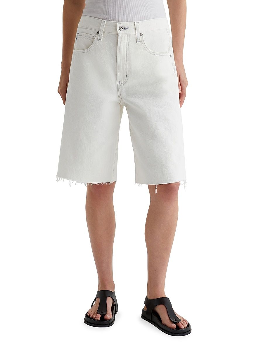 Women's Hattie Low-Rise Denim Bermuda Shorts - Ivory Mist - Size 27