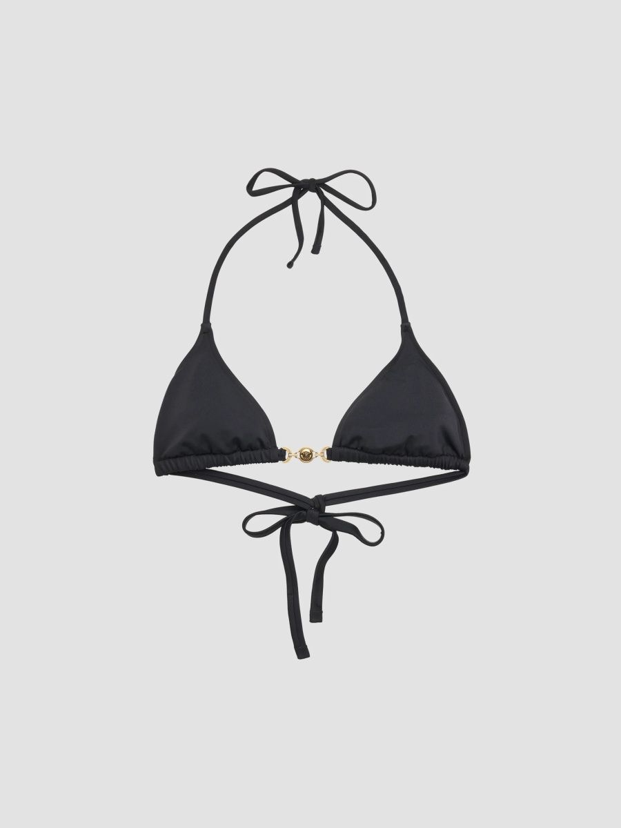 Versace Women's Medusa Charm Triangle Bikini Top - Black - Size XS