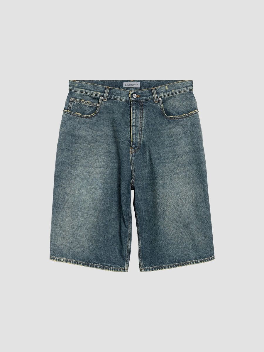 Balenciaga Men's Denim Bermuda Shorts - Vintage Blue - Size 30