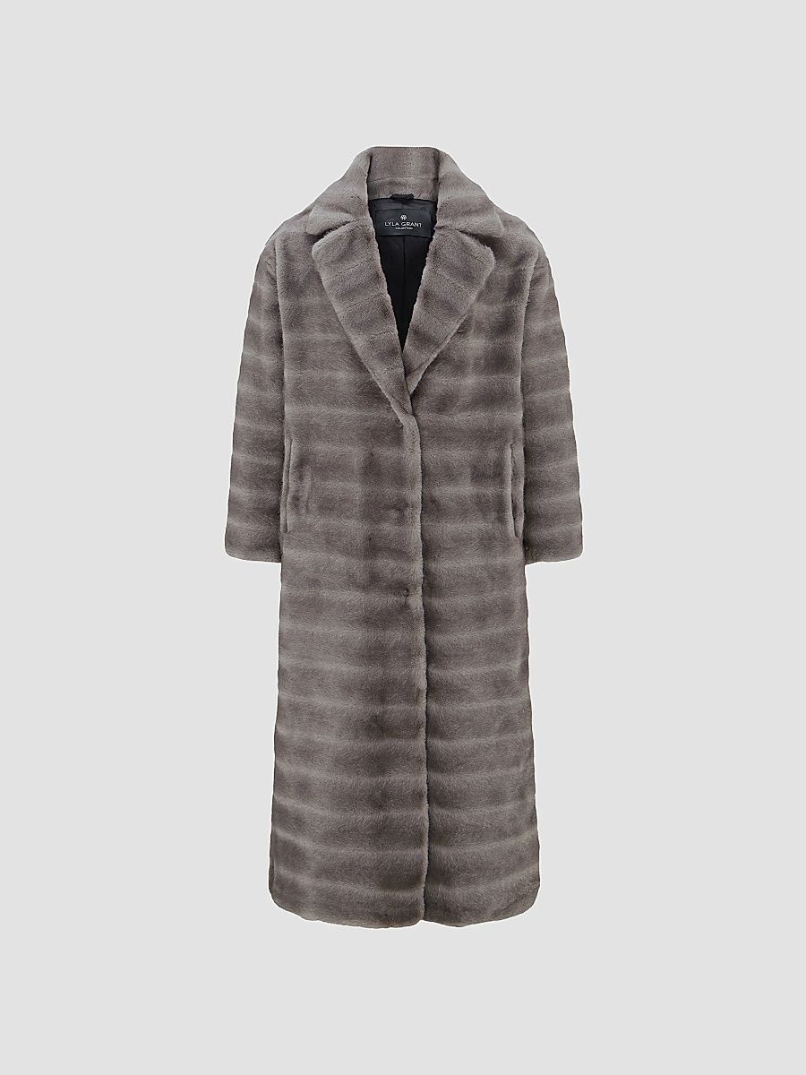 Lyla Grant Women's Faux Fur Mink Coat - Grey - Size XL