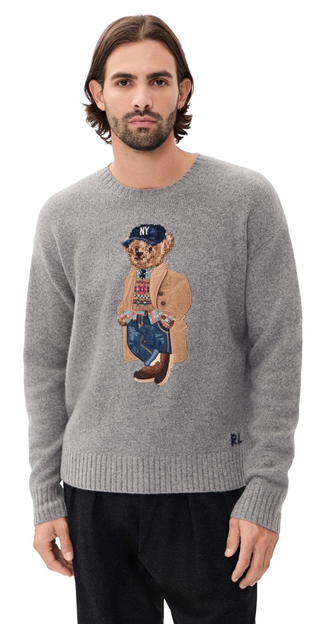 Polo Ralph Lauren Heritage Bear Sweater Grey Combo L