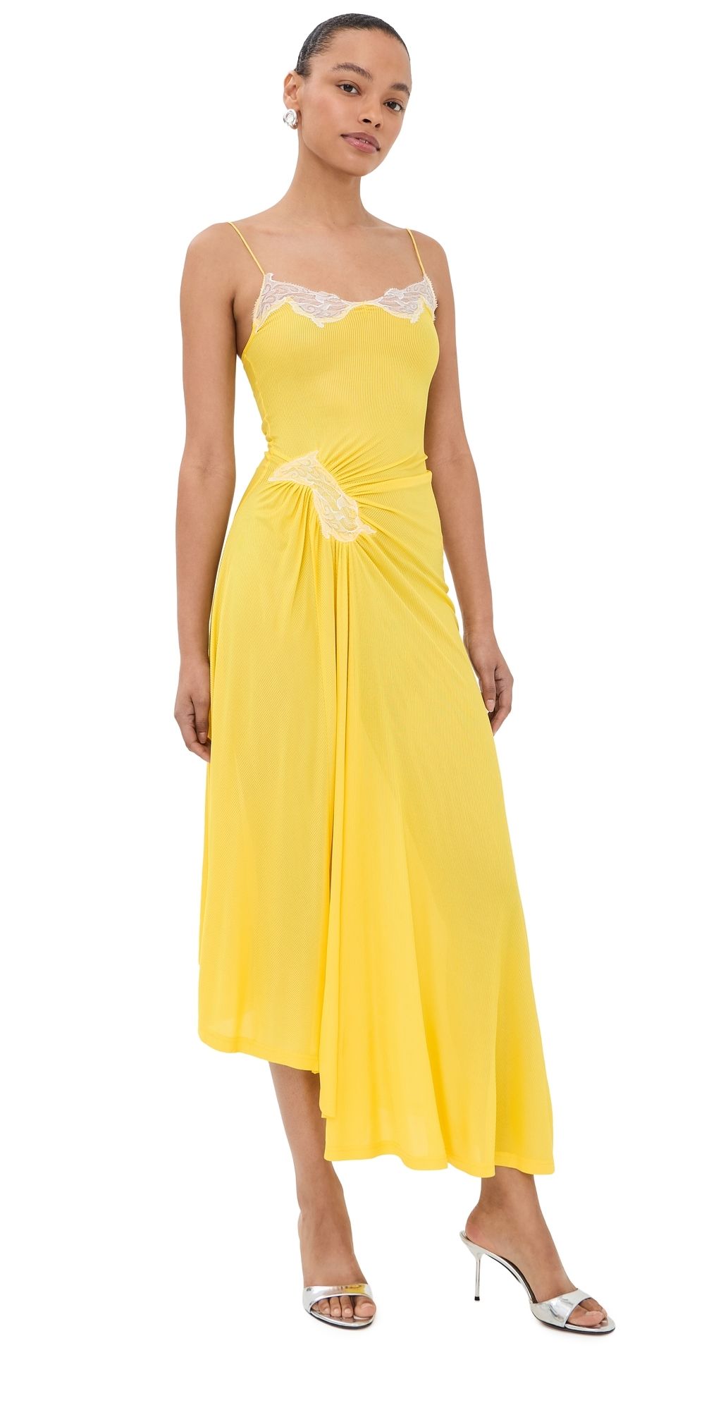 Christopher Esber Delphin Lace Rib Cami Dress Zest/White 6