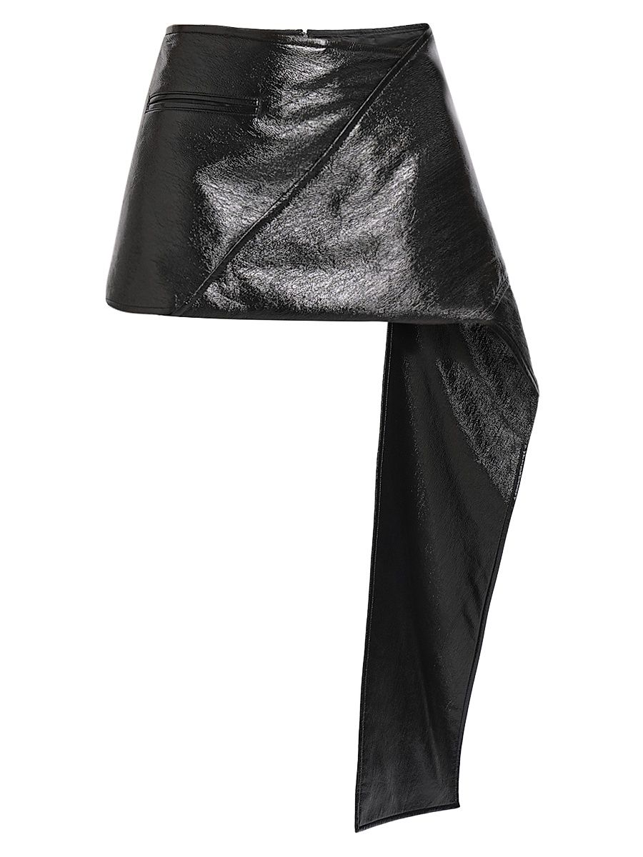 Women's Fold Vinyl Miniskirt - Black - Size 8