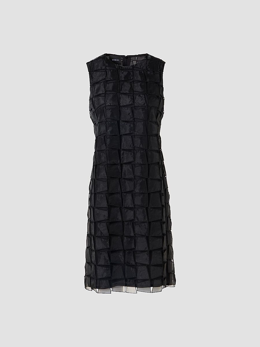 Women's Embroidered Organza A-Line Mini Dress - Black - Size 12