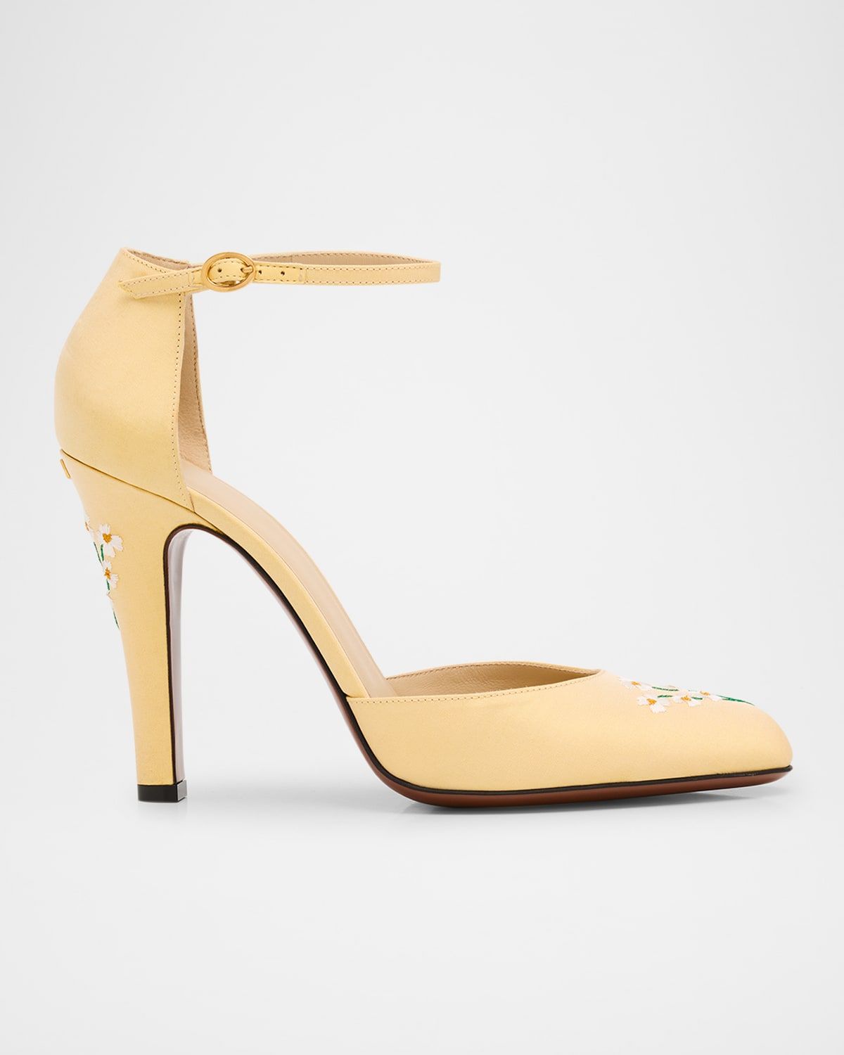 Hi Dolly Daisy Embroidered Satin Pumps