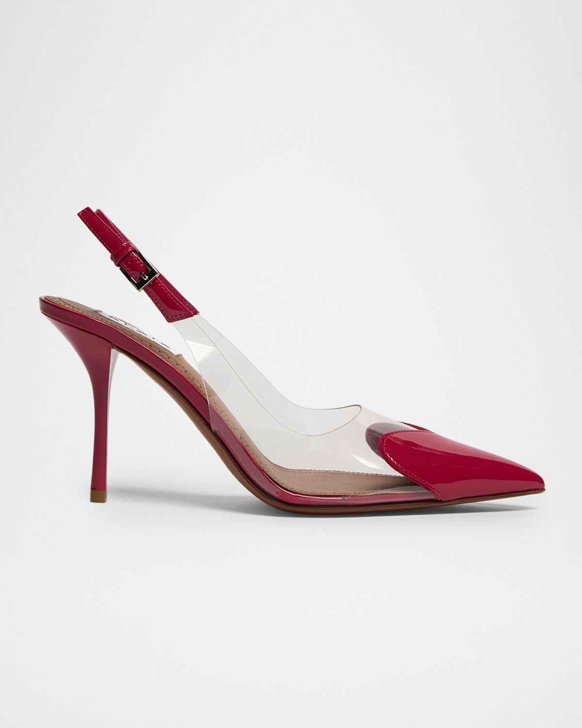 Coeur Clear Patent Heart-Toe Slingback Pumps