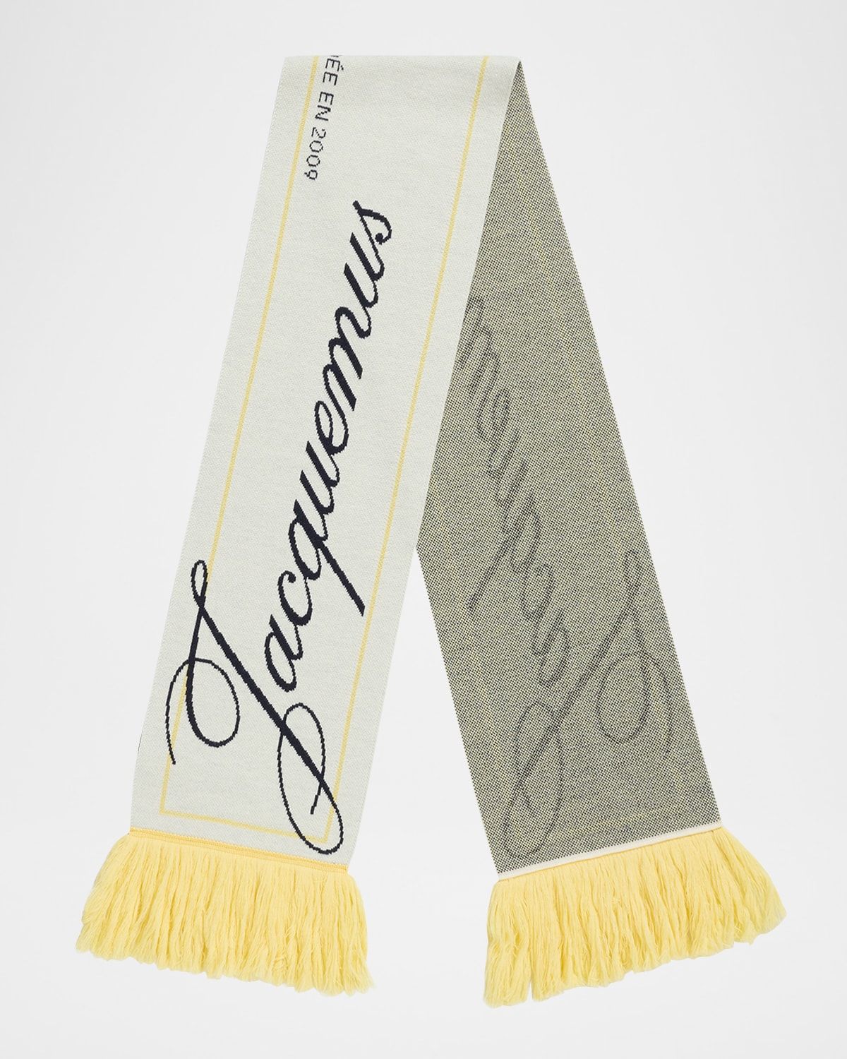 Jacquard Logo Fringed Wool Scarf