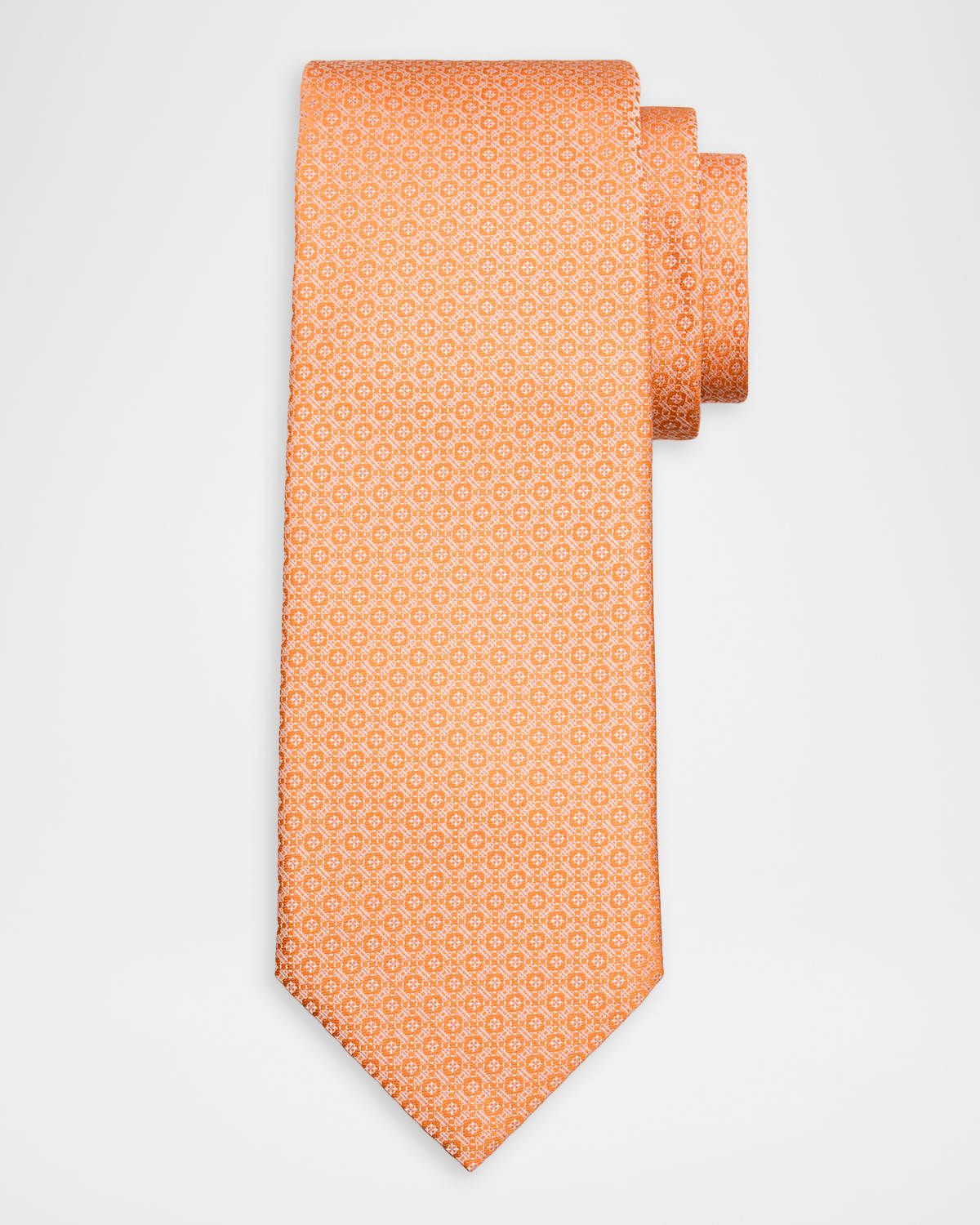 Men & apos;s Micro-Geometric Jacquard Silk Tie