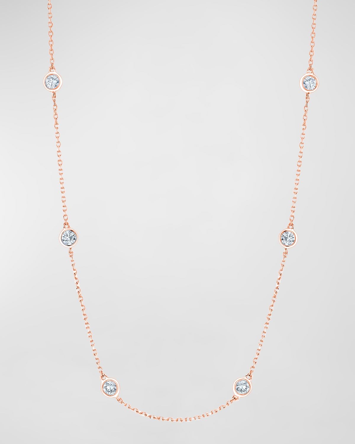 18K Gold Diamond by the Yard Chain Necklace with 1.5" Spacing Between Bezels, 16"L, 1.80tcw