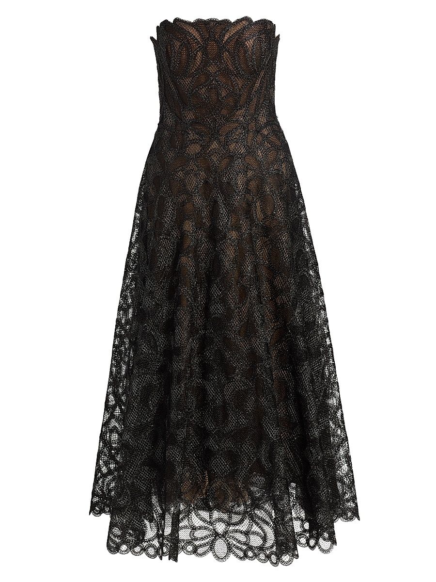 Women's Elvina Bustier Tea-Length Dress - Black - Size Small