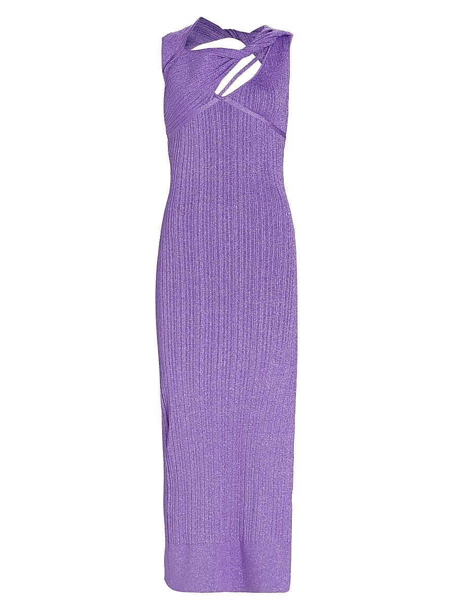 Women's Sevrine Cutout Rib-Knit Maxi Dress - Purple - Size Small