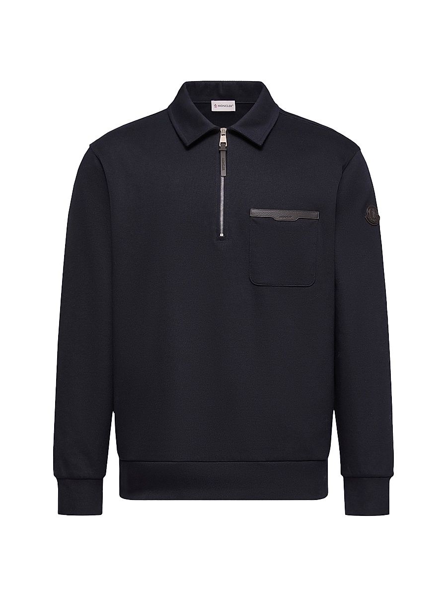 Men's Half-Zip Sweatshirt in Cotton - Dark Blue - Size Large