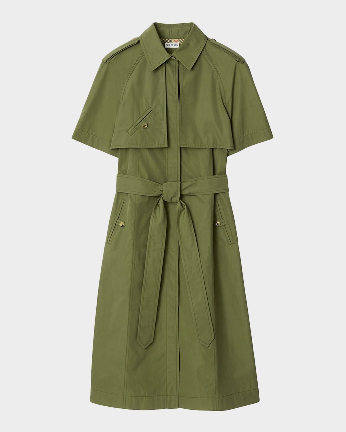 Marina Short-Sleeve Belted Midi Trench Dress
