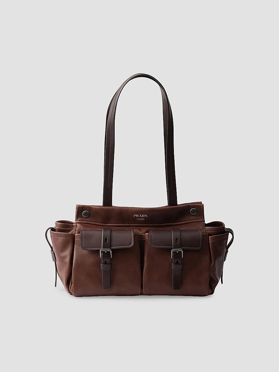 Prada Women's Route Medium Leather Tote Bag - Brown
