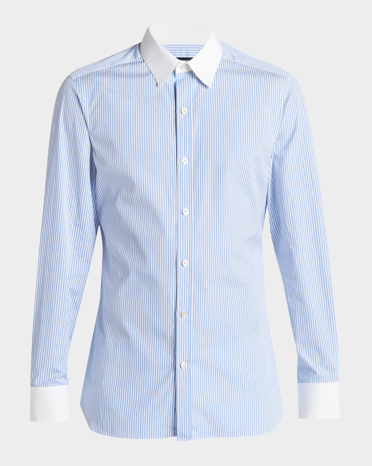 Men & apos;s Bengal Stripe Cotton Contrast-Trim Sport Shirt