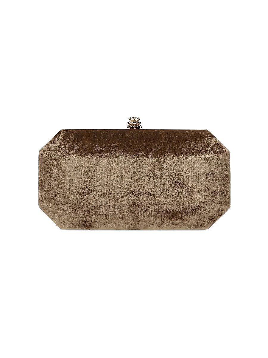 Women's Perry Clutch Small in Crushed Velvet with Gold Hardware - Antique Bronze