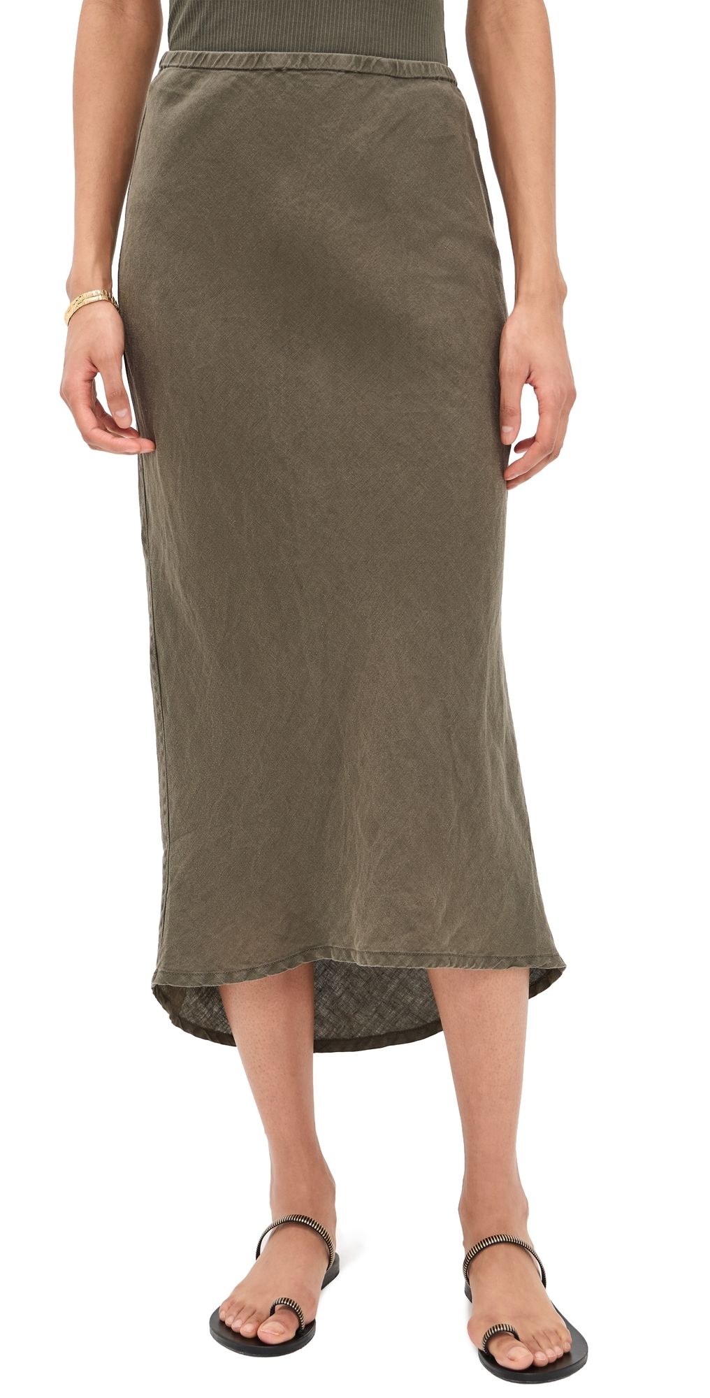 James Perse Lightweight Linen Skirt Army Green 3