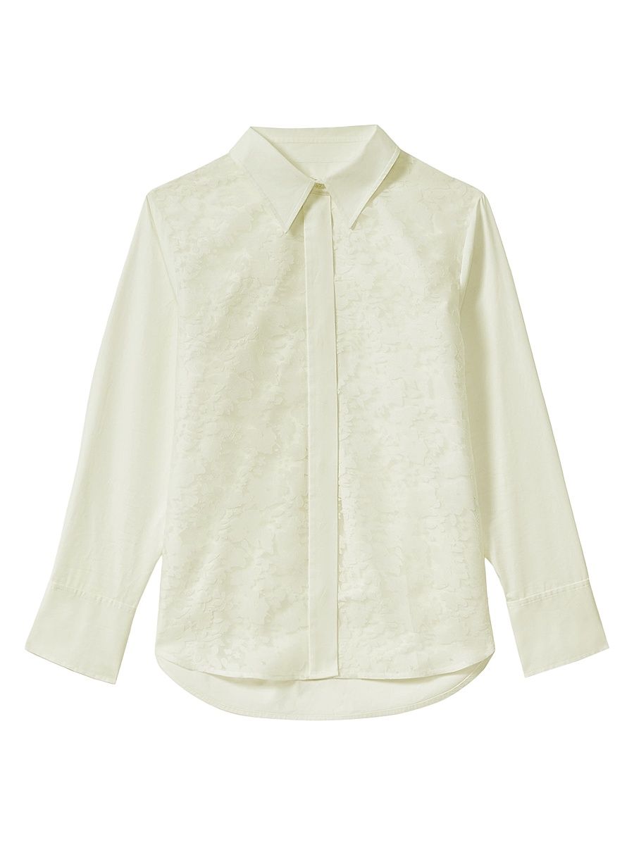 Women's Delaney Floral Tulle-Front Shirt - Ivory - Size 4