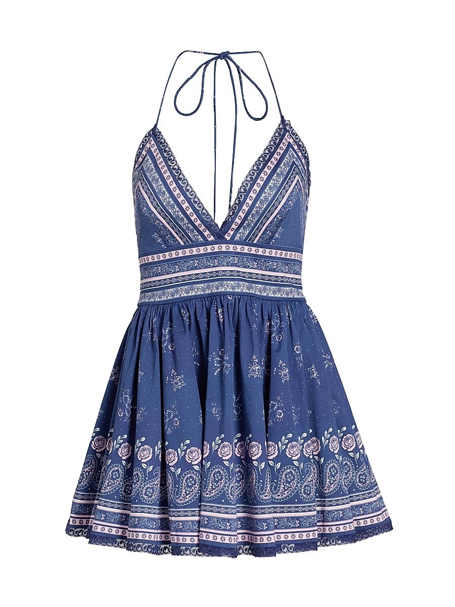 Women's Arletta Printed Cotton-Blend Minidress - Midnight Harbor - Size 12