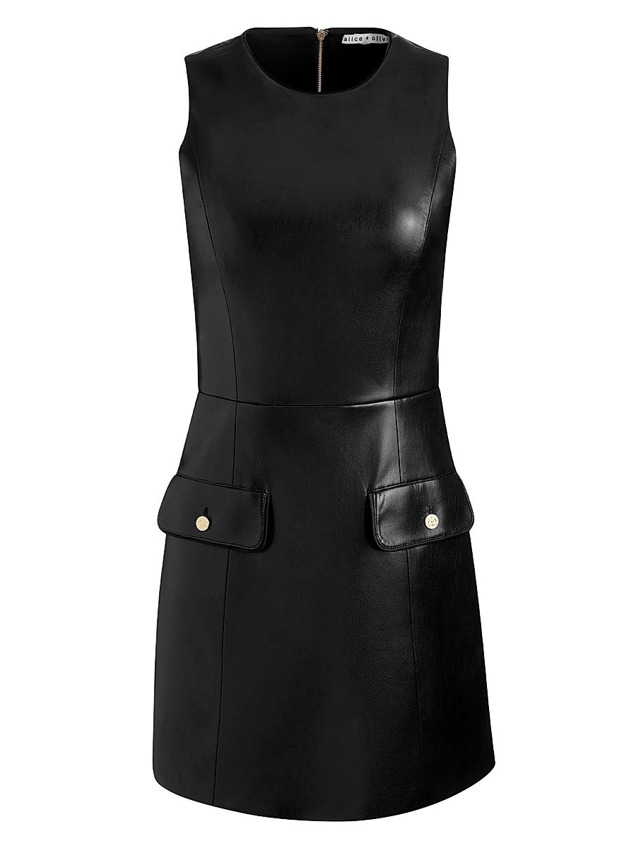 Women's Marcella Faux-Leather Minidress - Black - Size 14