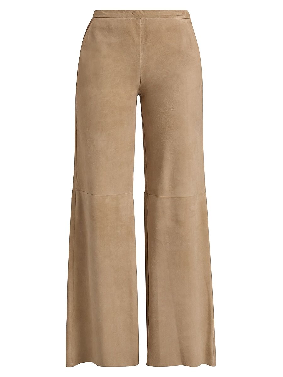 Women's Elise Suede Wide-Leg Pants - Beige - Size XS