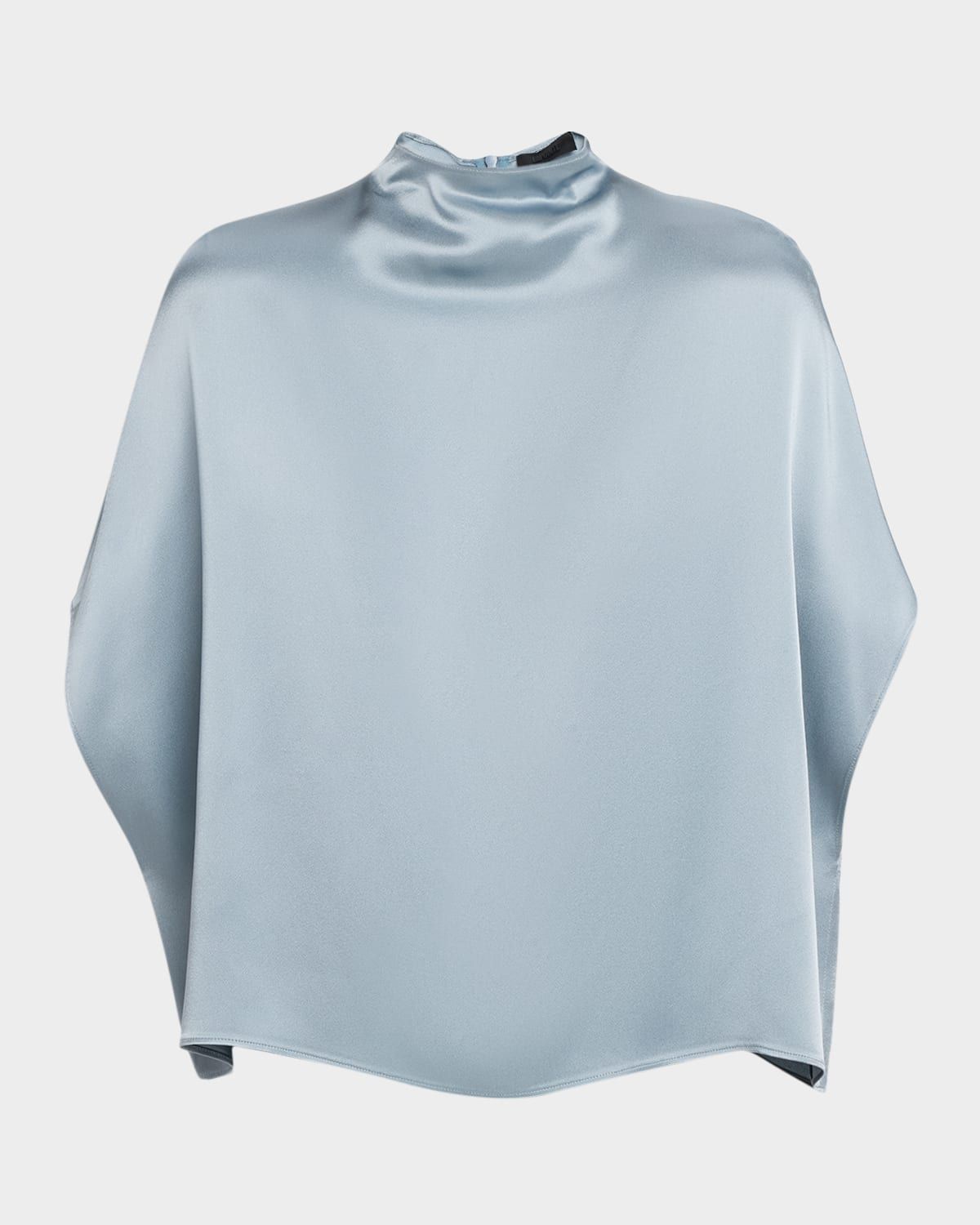 Fluid Mock-Neck Satin Cape Tee